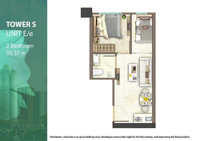 tipe tower S unit e luas 33