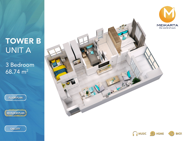 detail ruangan tower b unit A 2 br
