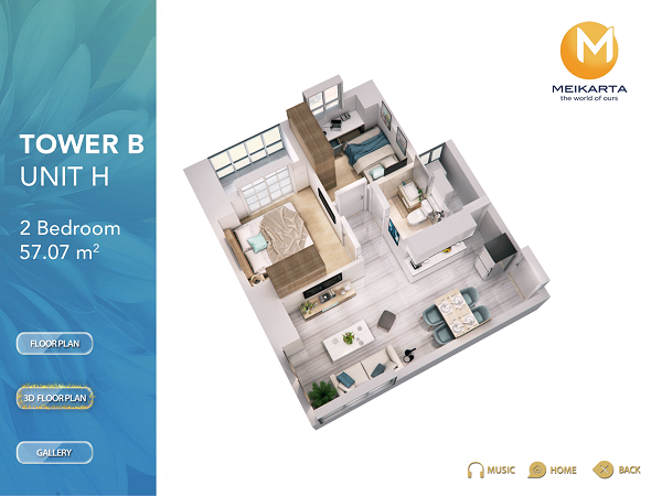 detail ruangan tower b unit h 2 br